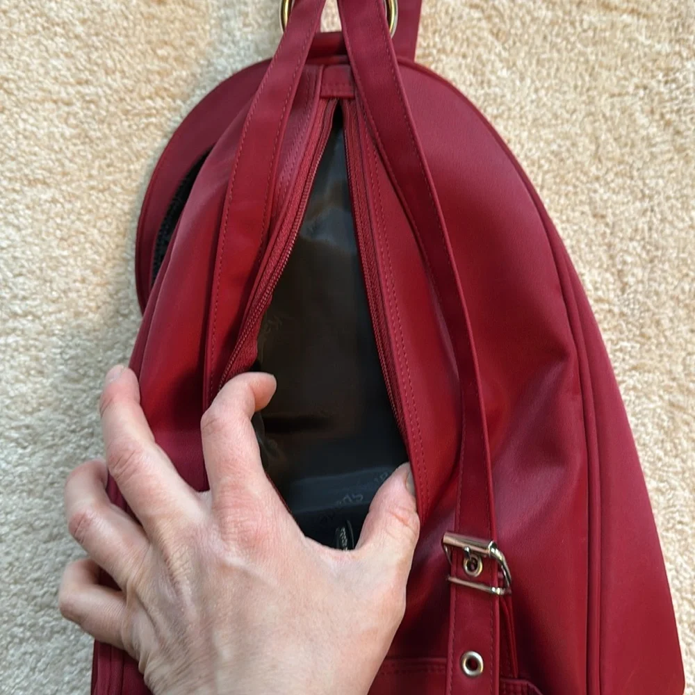 Y2K Kate Spade nylon red backpack or shoulder bag. Silver hardware.